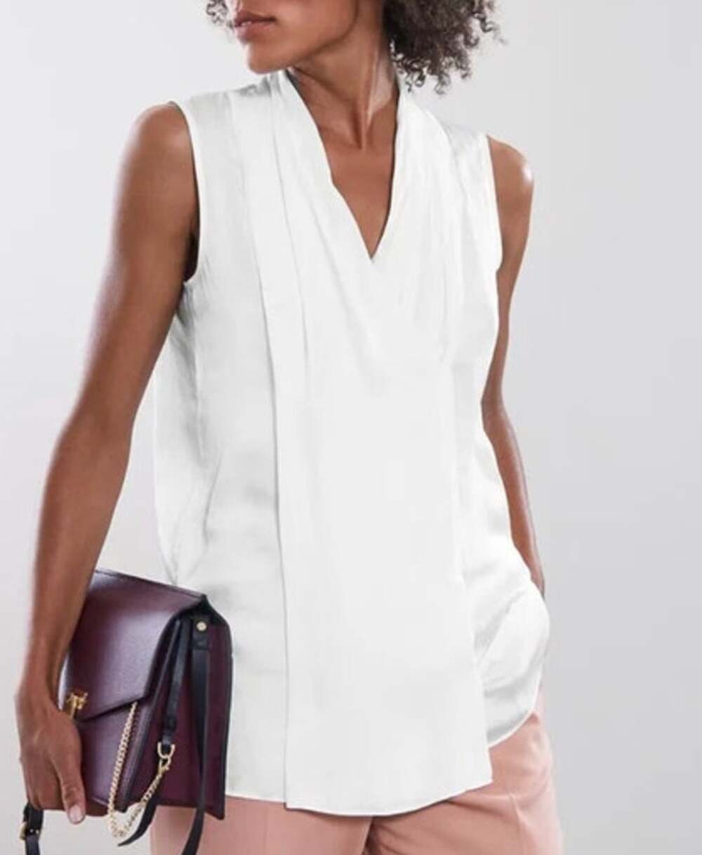 REISS Elvie Sleeveless Blouse Size 0 NEW White Ivory Relaxed Fit $195 Silky